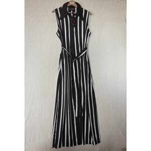KILLSTAR ZEPHANIAH SHIRT Black & White Striped DRESS Size Large NWT $60